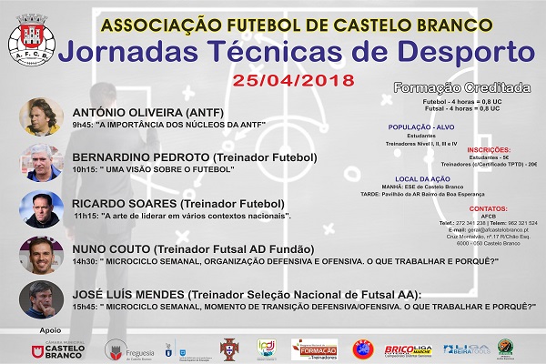 Jornadas Tecnicas de Desporto a 25 de Abril em Castelo Branco