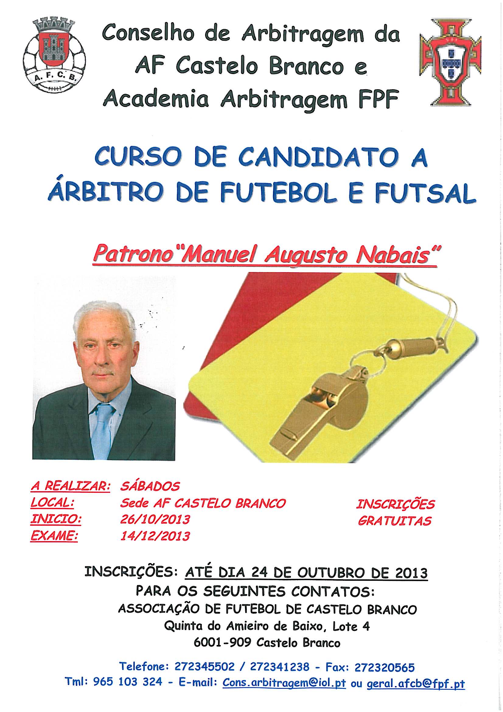 Curso Candidato a Arbitro de Futebol e Futsal